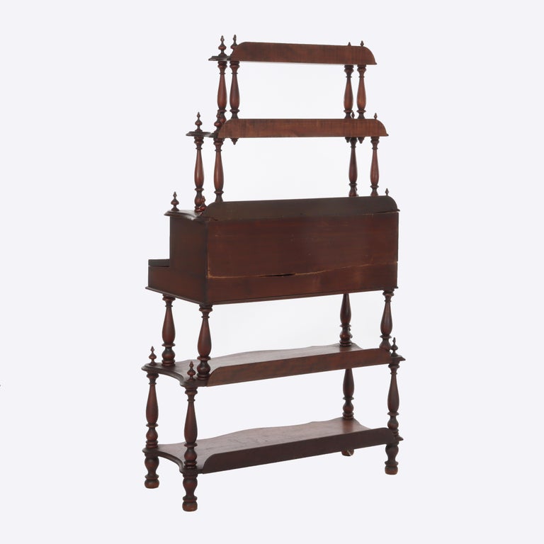 Victorian Rococo Revival Walnut Drop Front Etagere C1890