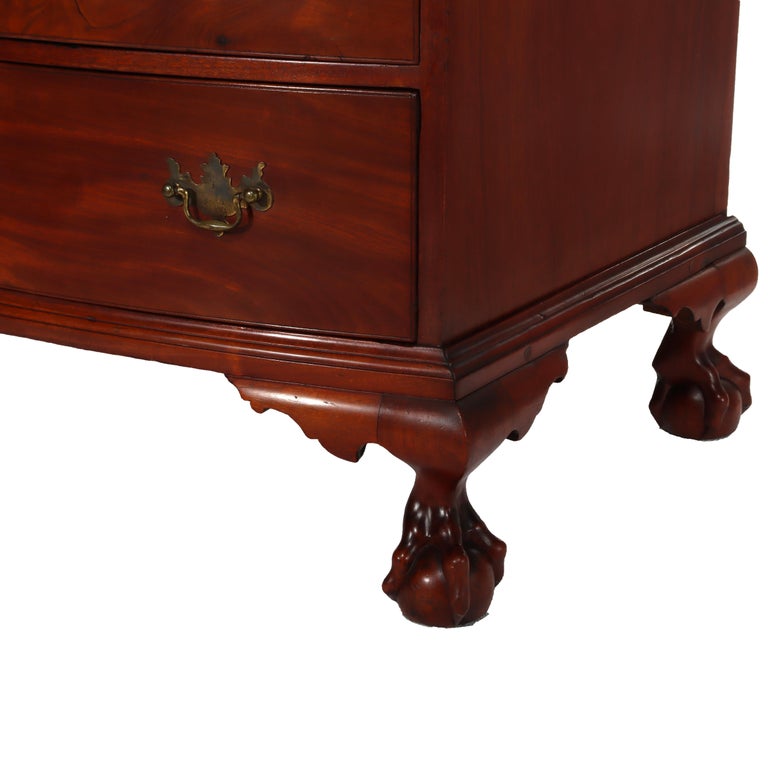 Antique Boston Chippendale Mahogany 4-Graduated Drawer Bow Front Chest c1800