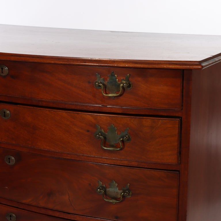 Antique Boston Chippendale Mahogany 4-Graduated Drawer Bow Front Chest c1800