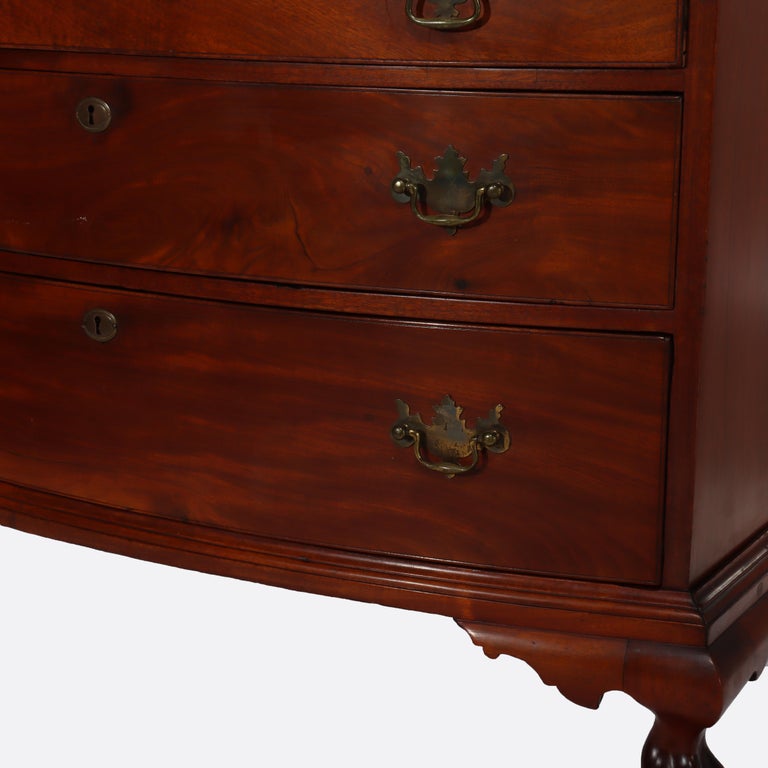 Antique Boston Chippendale Mahogany 4-Graduated Drawer Bow Front Chest c1800