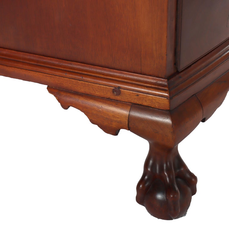 Antique Boston Chippendale Mahogany 4-Graduated Drawer Bow Front Chest c1800