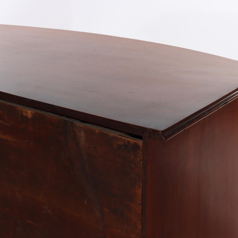 Antique Boston Chippendale Mahogany 4-Graduated Drawer Bow Front Chest c1800