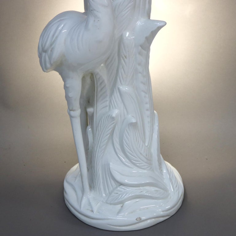 Vintage Bassano Italian Figural Pottery Marsh Scene Jardiniere & Pedestal C1940