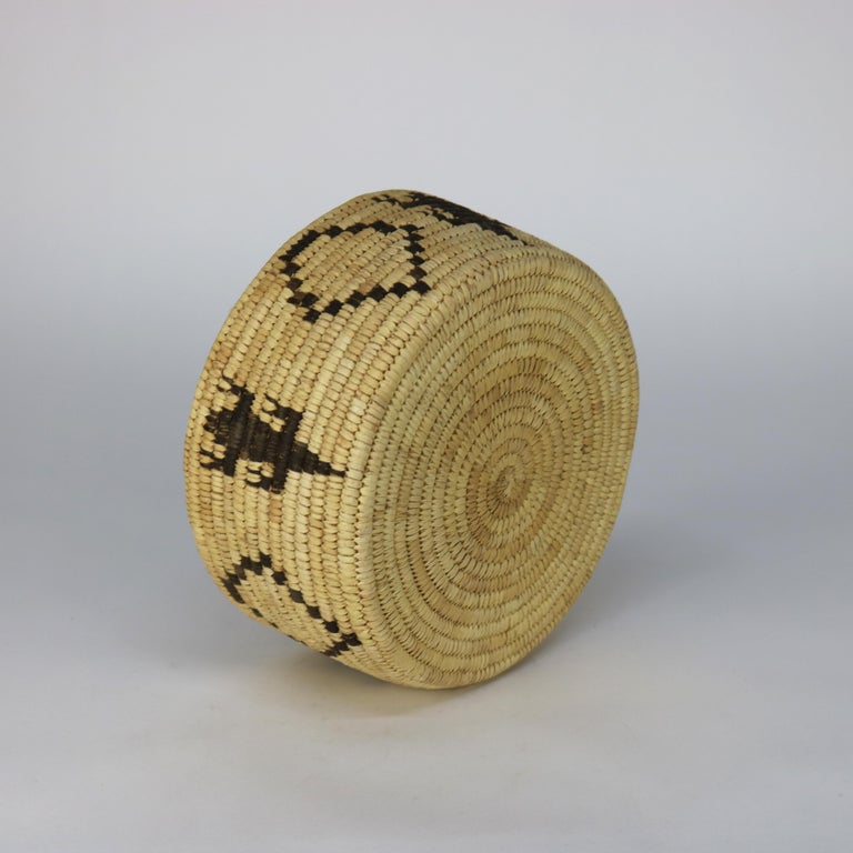 Vintage Southwest Native American Figural Woven Reed Bowl 20thC