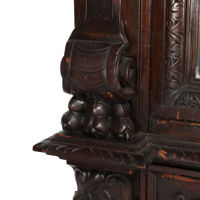 Antique Italian Baroque Heavily Figural Carved Walnut Armoire C1890