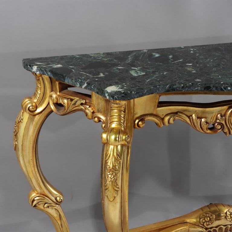 Vintage French Louis XIV Style Carved Gilt Wood Marble Top Console Table 20thC