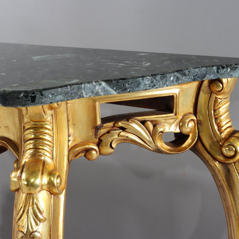 Vintage French Louis XIV Style Carved Gilt Wood Marble Top Console Table 20thC