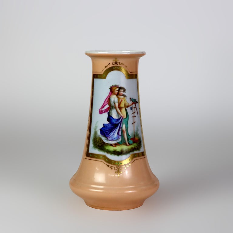 Antique Old Paris Porcelain Portrait Vase C1880