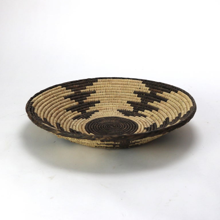 Vintage Southwest Native American Woven Reed Basket 20thC