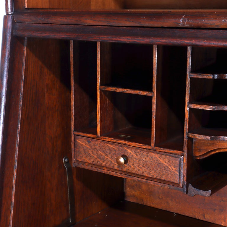 Antique Globe Wernicke School 3 Stack Drop Front Barrister Bookcase c1920