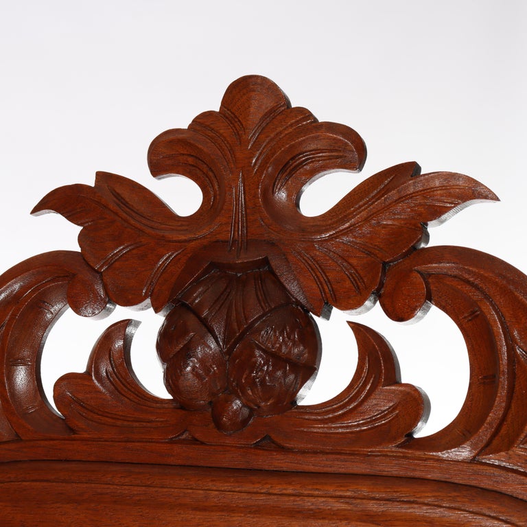 Antique Renaissance Revival Walnut 3-Drawer Marble Top Chest c1890