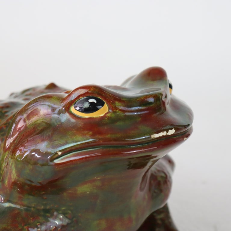 Antique Majolica School Pottery Garden Toad C1930