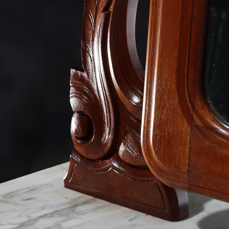 Antique Renaissance Revival Walnut 3-Drawer Marble Top Chest c1890