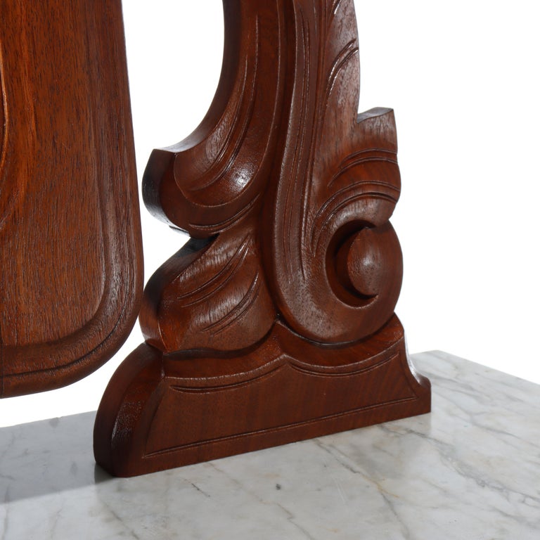 Antique Renaissance Revival Walnut 3-Drawer Marble Top Chest c1890