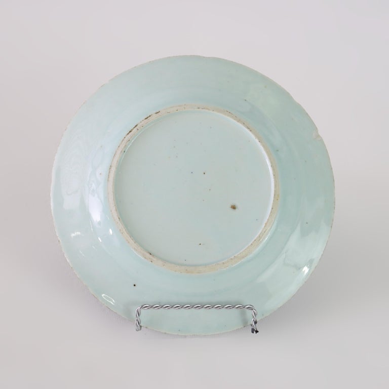 Seven Pieces Antique Canton Blue & White Porcelain Plates 19thC
