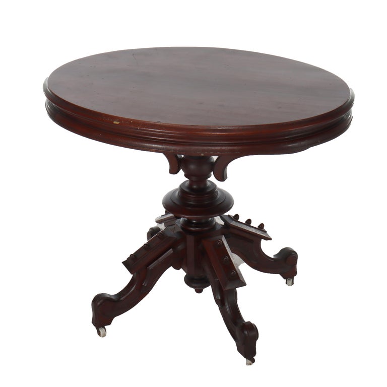 Antique Brookes Renaissance Revival Walnut Umbrella Table c1890