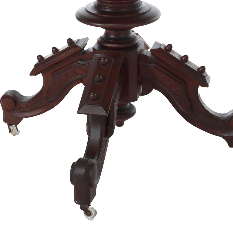 Antique Brookes Renaissance Revival Walnut Umbrella Table c1890