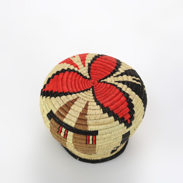 Vintage Native South American Wounaan & Embera Figural Woven Reed Basket 20thC