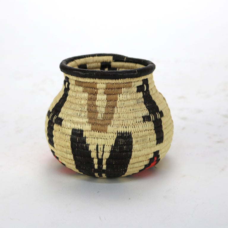 Vintage Native South American Wounaan & Embera Figural Woven Reed Basket 20thC
