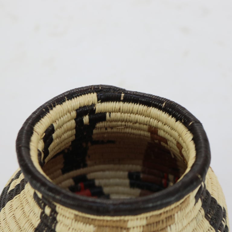 Vintage Native South American Wounaan & Embera Figural Woven Reed Basket 20thC
