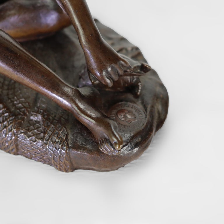Antique French Barbedenne Fondeur Bronze Figure “Neopolitan Fisherboy” C1890