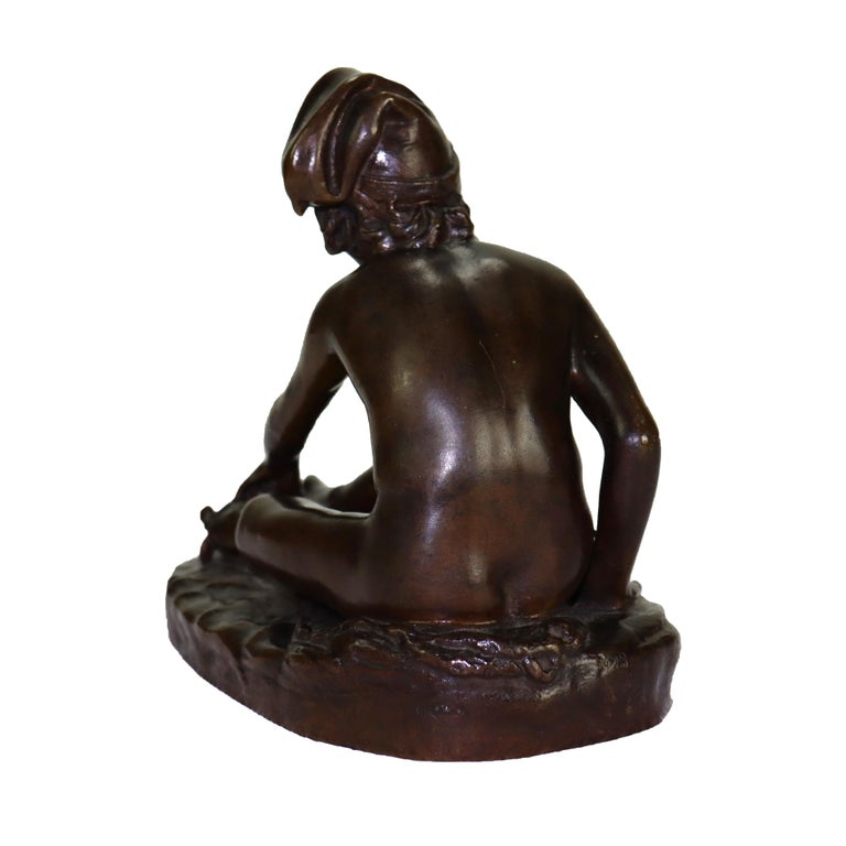 Antique French Barbedenne Fondeur Bronze Figure “Neopolitan Fisherboy” C1890