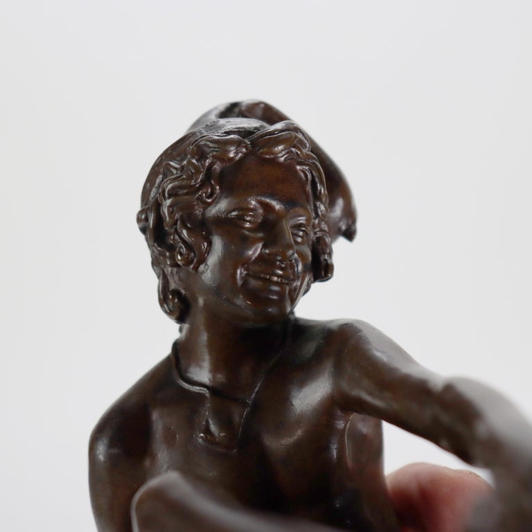 Antique French Barbedenne Fondeur Bronze Figure “Neopolitan Fisherboy” C1890