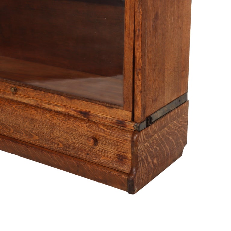 Antique Globe Wernicke Arts & Crafts Oak 3-Stack Barrister Bookcase c1920
