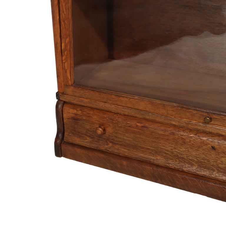 Antique Globe Wernicke Arts & Crafts Oak 3-Stack Barrister Bookcase c1920