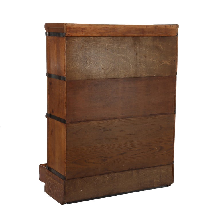 Antique Globe Wernicke Arts & Crafts Oak 3-Stack Barrister Bookcase c1920
