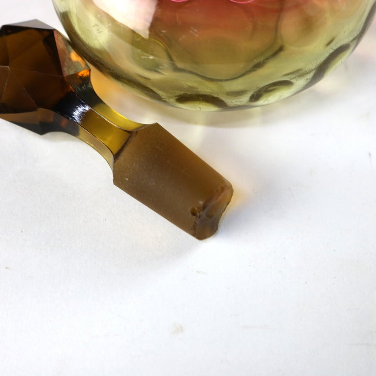 Three Antique Amberina Coinspot Art Glass Cruets C1900