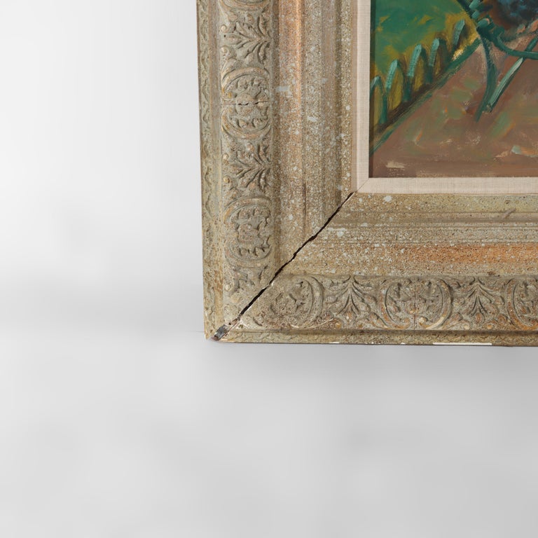 Vintage Oil On Board Painting Of A French Street Scene By Leroy C1950