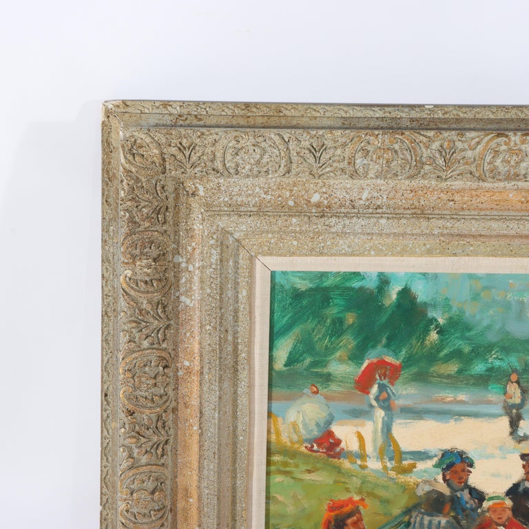 Vintage Oil On Board Painting Of A French Street Scene By Leroy C1950