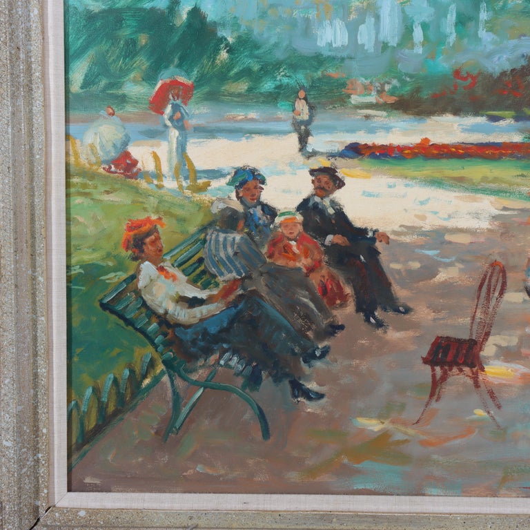 Vintage Oil On Board Painting Of A French Street Scene By Leroy C1950