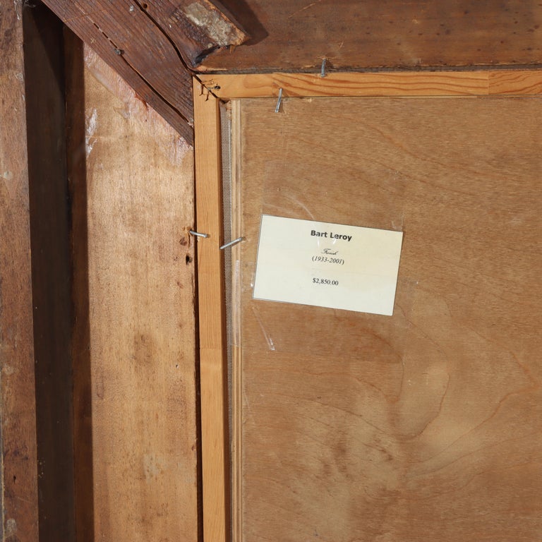 Vintage Oil On Board Painting Of A French Street Scene By Leroy C1950