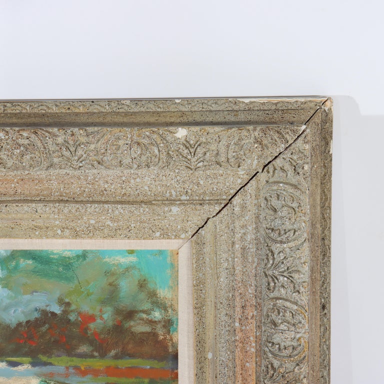 Vintage Oil On Board Painting Of A French Street Scene By Leroy C1950