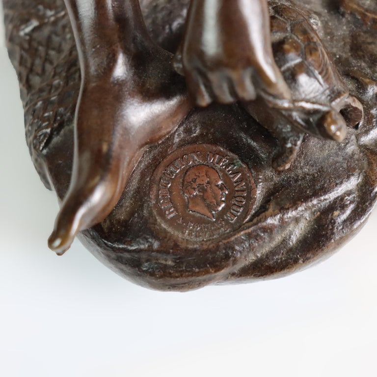 Antique French Barbedenne Fondeur Bronze Figure “Neopolitan Fisherboy” C1890