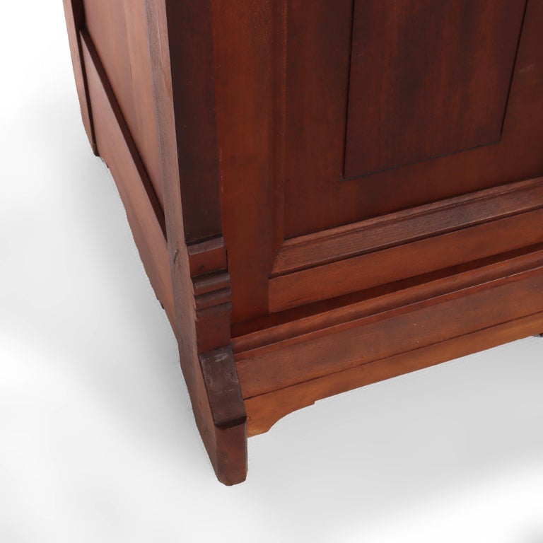 Antique Eastlake Walnut Cylinder Roll Top Paneled Secretary Desk c1890