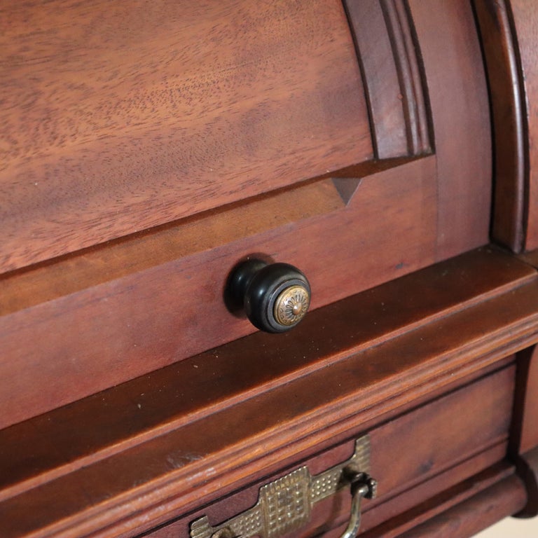 Antique Eastlake Walnut Cylinder Roll Top Paneled Secretary Desk c1890