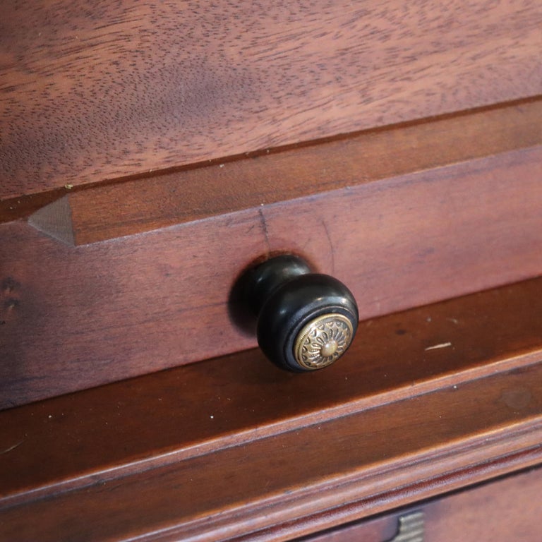 Antique Eastlake Walnut Cylinder Roll Top Paneled Secretary Desk c1890