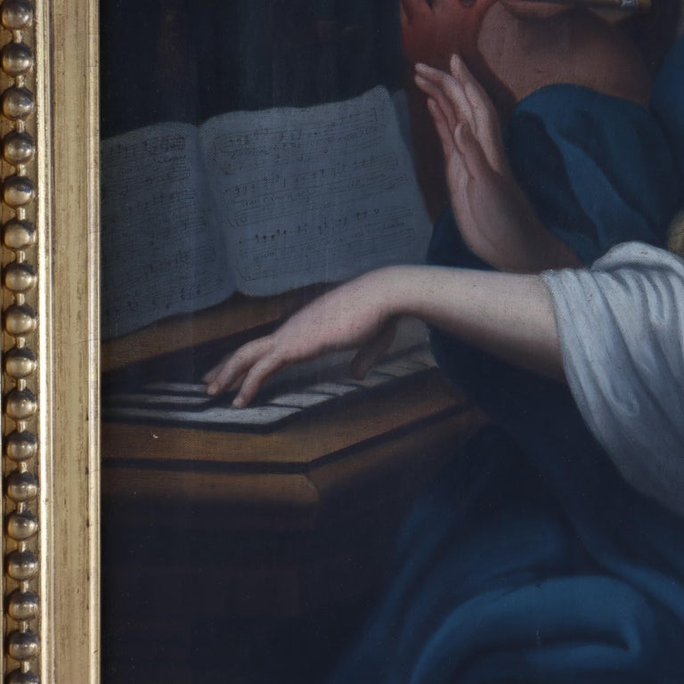 Antique Oil On Canvas Old Master Copy Of Conca’s Painting “St. Cecilia" c1880