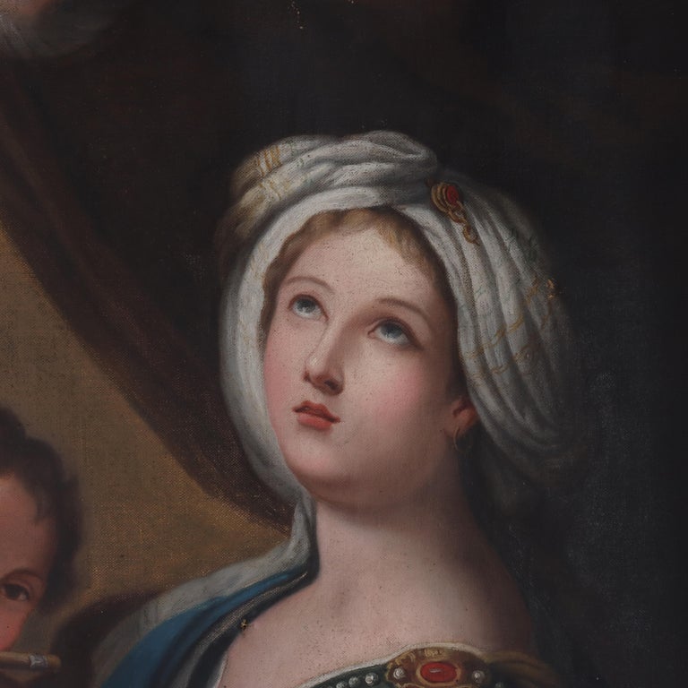 Antique Oil On Canvas Old Master Copy Of Conca’s Painting “St. Cecilia" c1880