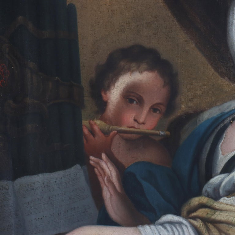 Antique Oil On Canvas Old Master Copy Of Conca’s Painting “St. Cecilia" c1880