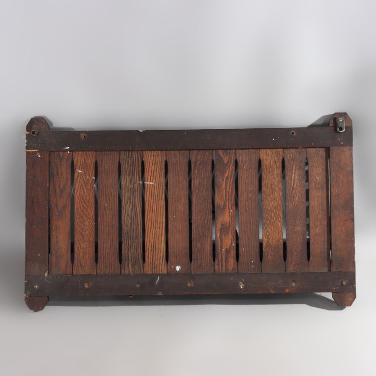 Antique Arts & Crafts Mission Oak Hat Rack With Shelf C1910