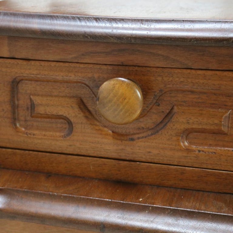 Antique Victorian Carved Walnut Marble Top Dresser with Mirror C1890