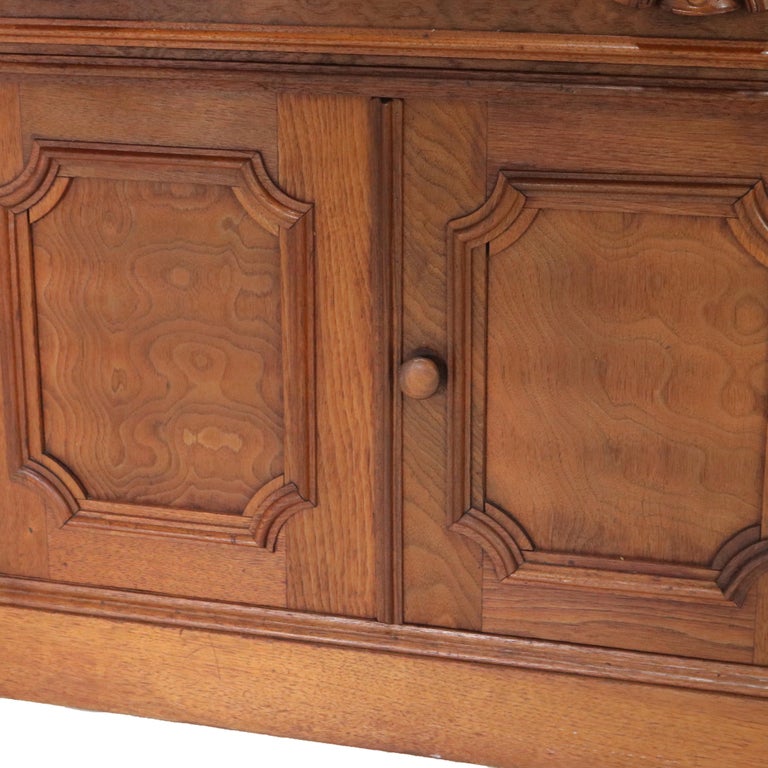 Victorian Carved Walnut & Burl Marble Top Commode C1890