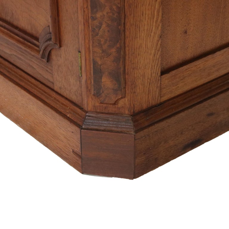 Victorian Carved Walnut & Burl Marble Top Commode C1890