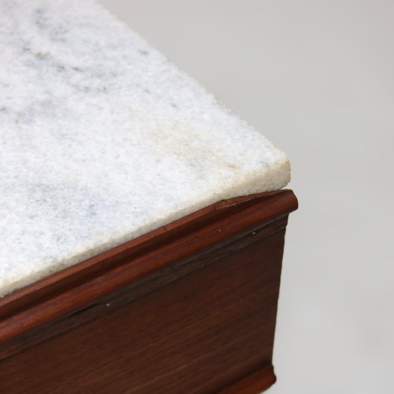 Victorian Carved Walnut & Burl Marble Top Commode C1890