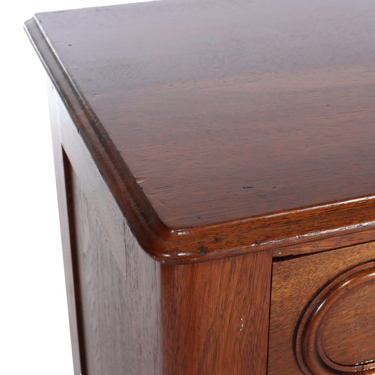Antique Victorian Walnut 3-Drawer Chest With Carved Pulls C1890