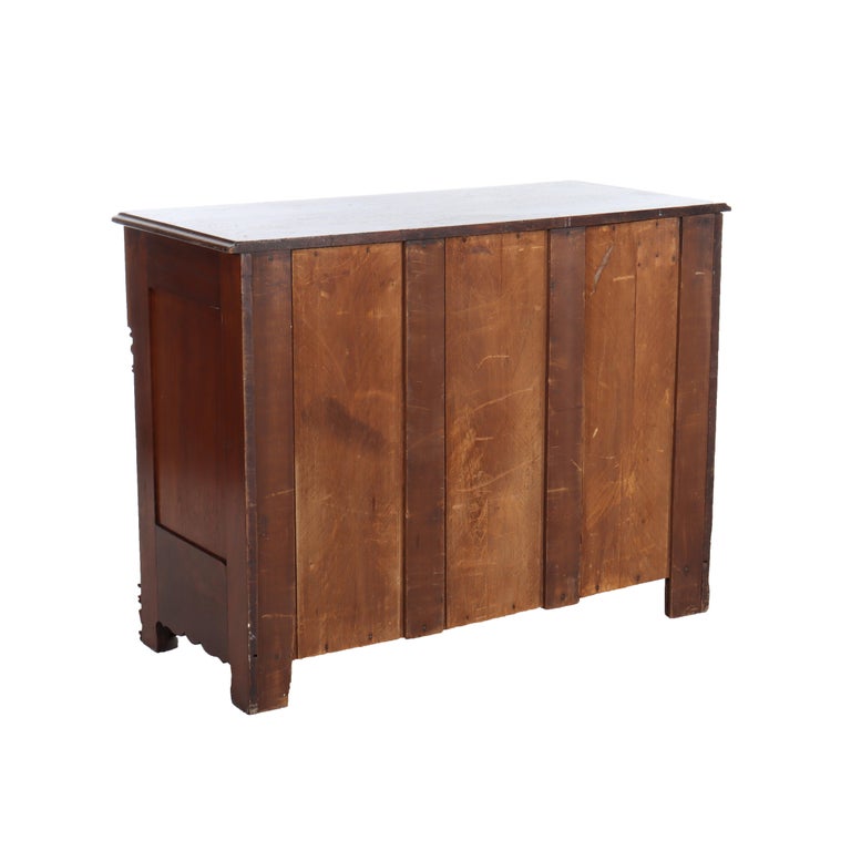 Antique Victorian Walnut 3-Drawer Chest With Carved Pulls C1890